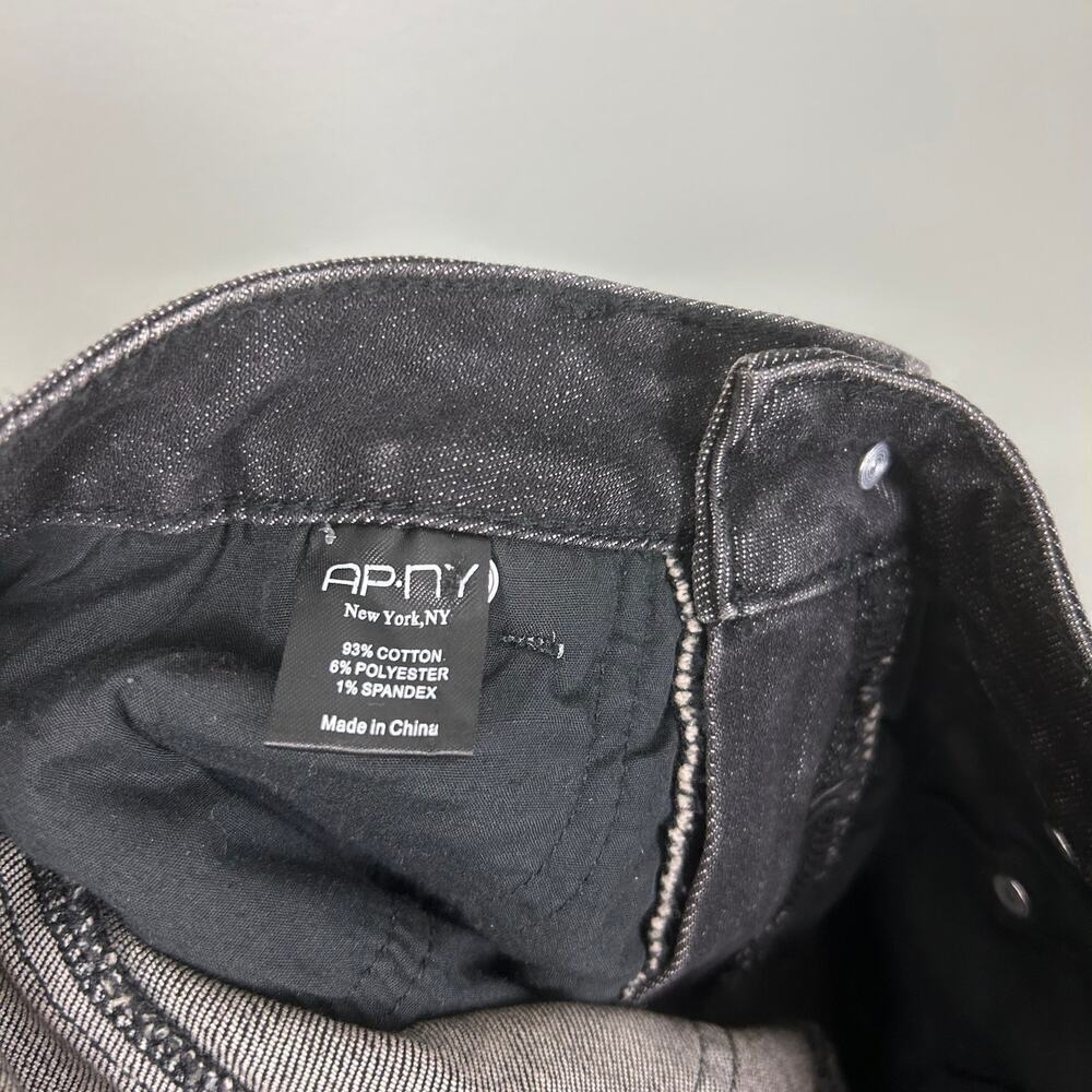 APNY Crop Flare Jean Side Hem Embroidery Mid Rise Black Dark Wash Denim size 4 - Picture 11 of 11